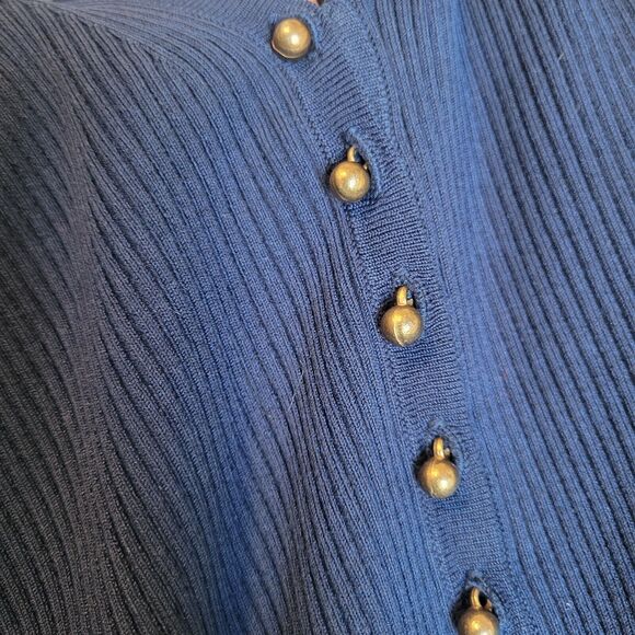 Allegory navy blue brass button down long sleeve sweater, size XXL - Picture 6 of 6